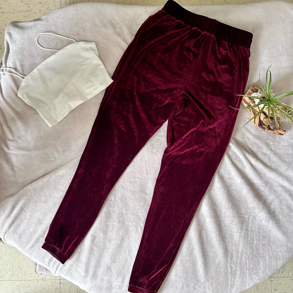 Naked Wardrobe Rich Burgundy Velvet Pants